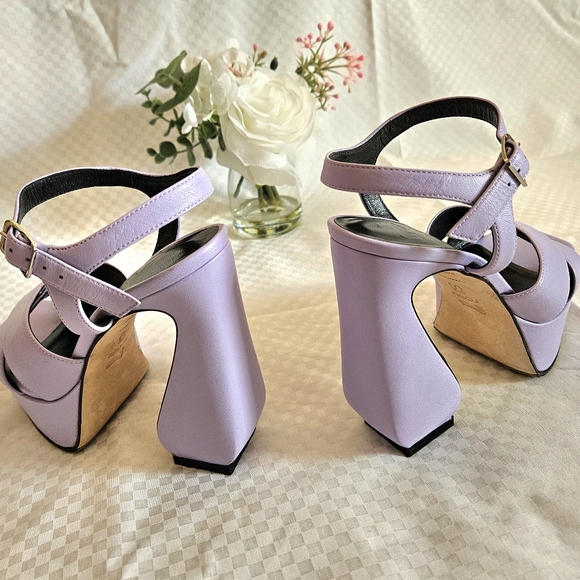 NDS Women's SI Rossi Purple Leather Sandals Pump Heels Size 4.5 US - Picture 5 of 16